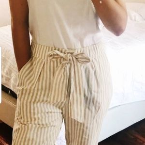 ZARA Tan & White Slacks